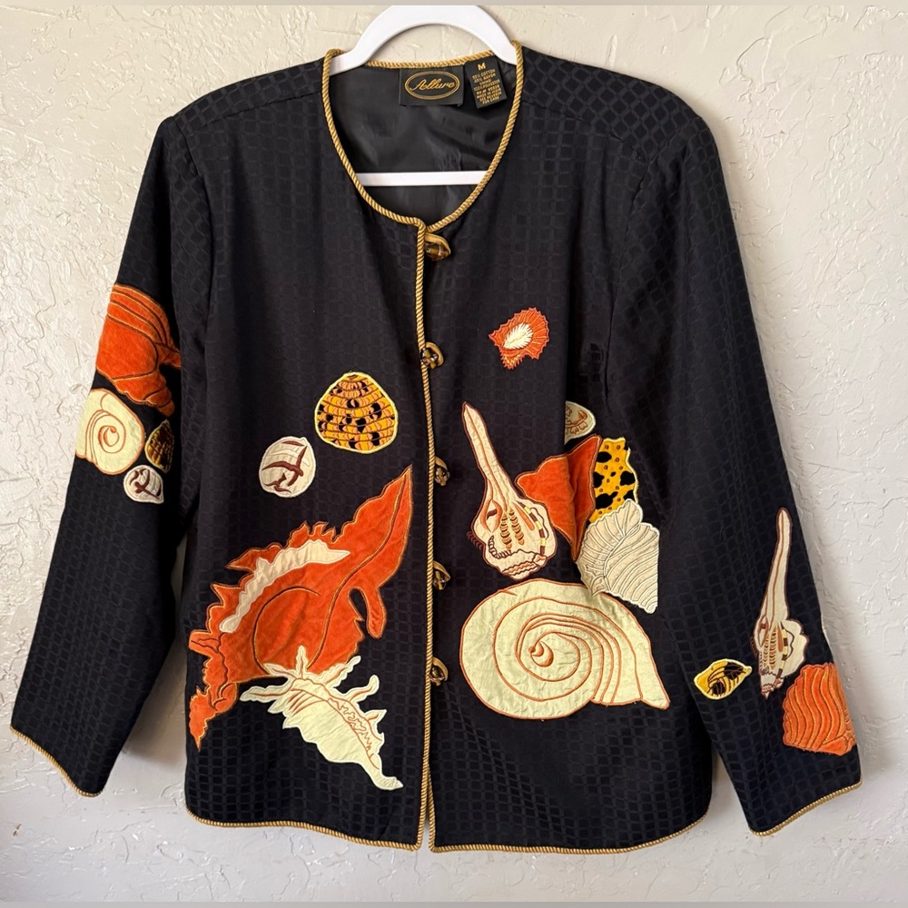 Allure Vintage Jacket Women’s M Patchwork Embroidered Toggle Buttons Lined
